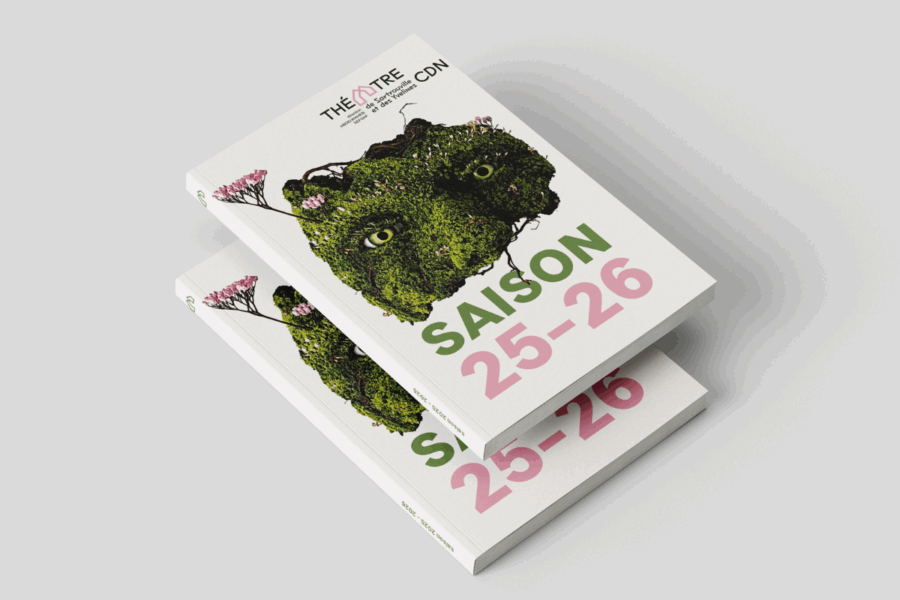 Visuel de la brochure de saison 25-26 par Margot Lahalle. Pour retrouver tous les spectacles de 25-26
